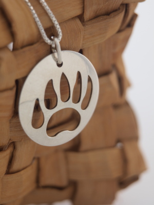 Sterling Silver Bear Paw Pendant Necklace